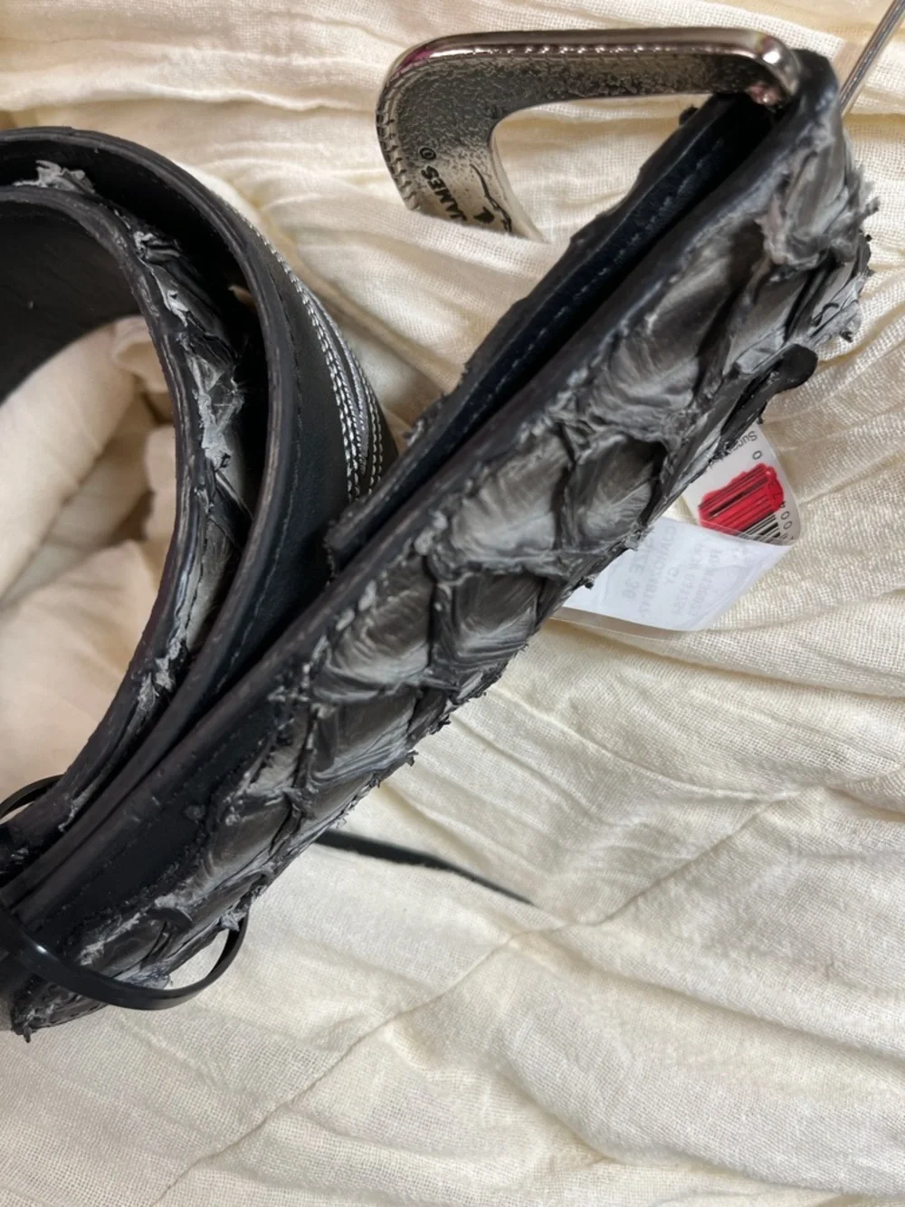 Cody James Exotic Pirarucu Belt Black Missing Loop Size 36